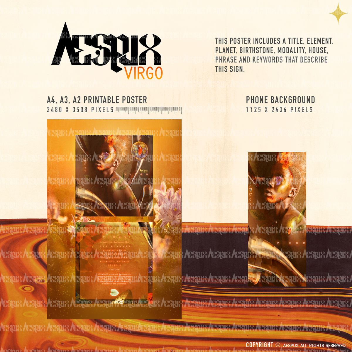Aespux Virgo Printable Poster + FREE Phone Background