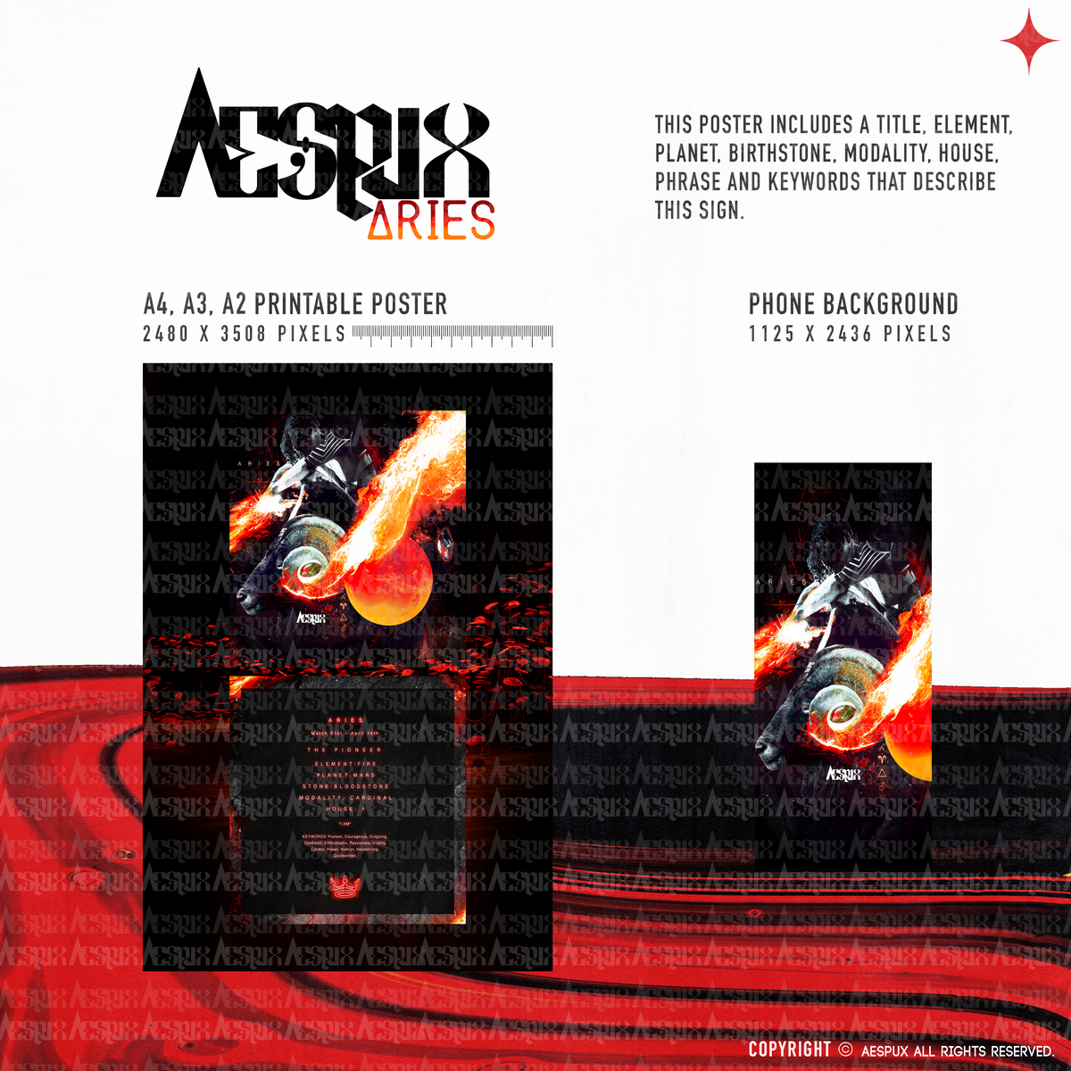 Aespux Aries Printable Poster + FREE Phone Background
