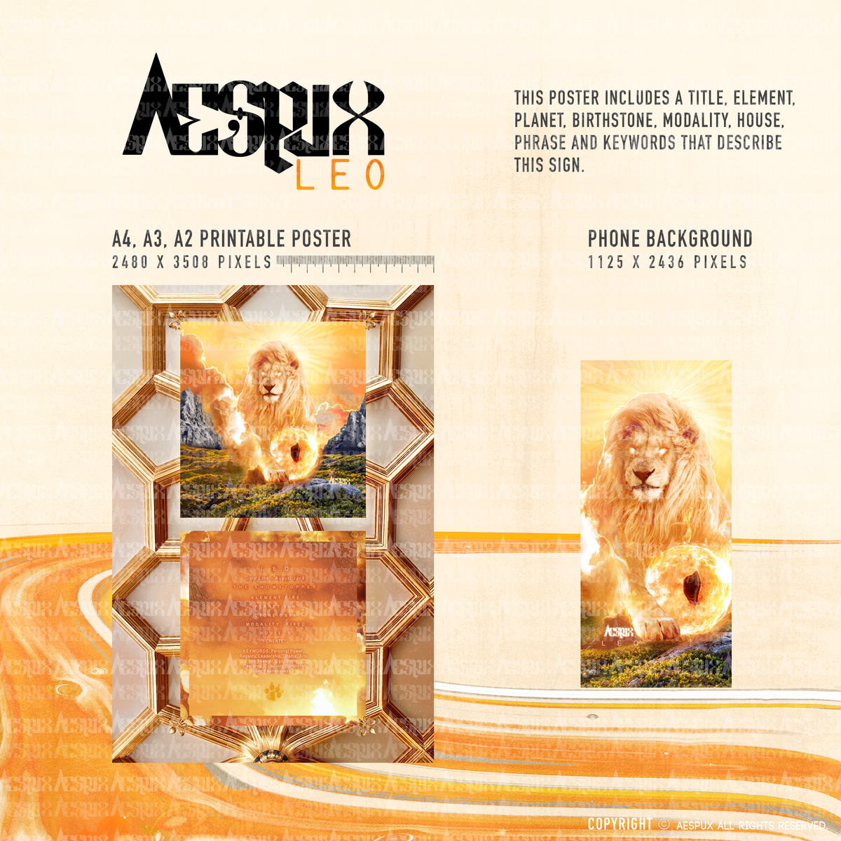 Aespux Leo Printable Poster + FREE Phone Background